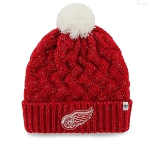 47 Brand Red Knit Beanie with Pom